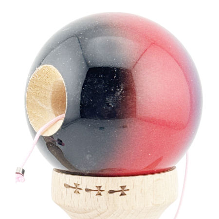 Kendama X Originala, Profesionala, , Big Cups V2, Super Sticky Cupe Mari, Rulment Metalic cu Ata 55 cm, Mov/Rosu/Negru [5]