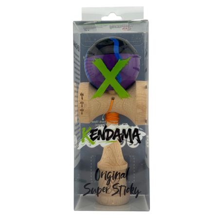 Kendama X Originala, Profesionala, , Big Cups V2, Super Sticky Cupe Mari, Rulment Metalic cu Ata 55 cm, Negru Mov cu Linii [3]