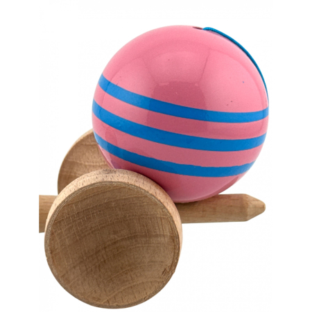 Kendama X Originala, Profesionala, , Big Cups V2, Super Sticky Legendary Cupe Mari, Rulment Metalic cu Ata 55 cm, Roz/Linii Albastre deschise [3]