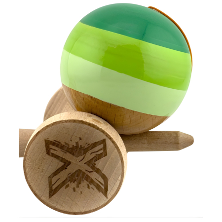 Kendama X Originala, Profesionala, , Big Cups V2, Super Sticky Legendary Cupe Mari, Rulment Metalic cu Ata 55 cm, Verde Mix [8]