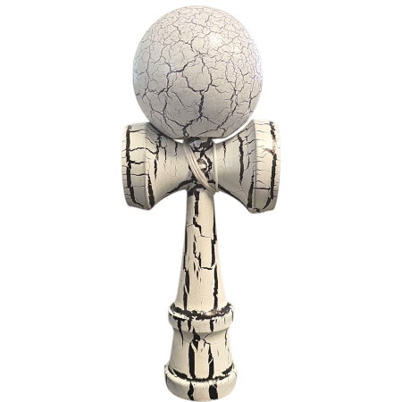 Kendama Cracked - Kendama X Originala, Profesionala, , Cracked, din Lemn, 18 cm, Alb/Negru