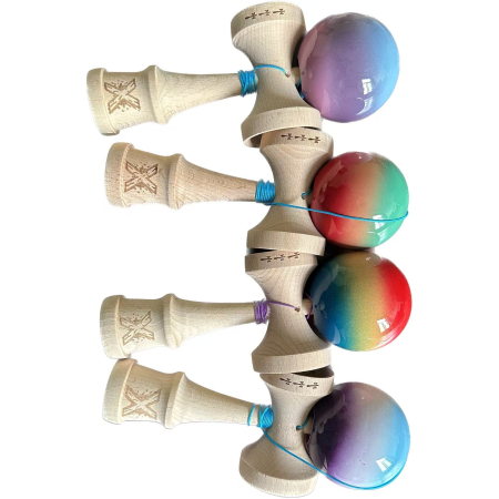 ✨TOATE PRODUSELE✨ - Kendama X Originala, Profesionala, , din Lemn, 18 cm -largel balls+large handle +Original Super Sticky- Gradient colors MIX