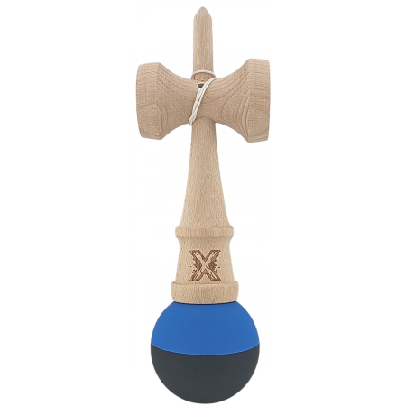 Kendama X Originala, Profesionala, , din Lemn, Rubber Grip, 18 cm, Albastru/Negru [2]