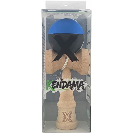 Kendama X Originala, Profesionala, , din Lemn, Rubber Grip, 18 cm, Albastru/Negru [4]