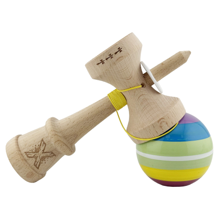 Kendama X Originala, Profesionala, , Legendary Spectrum, Cupe Mari KING SIZE V3, Super Sticky, Gaura in Baza, Rulment Metalic, din lemn 18 cm, Ata 55 cm, Multicolor [4]