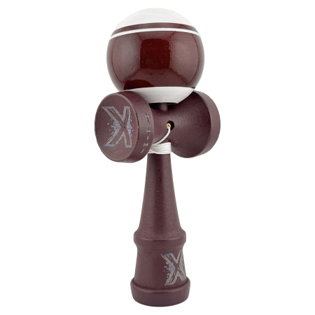 Kendama X Originala, Profesionala, , Super Sticky Legendary, Rulment Metalic cu Ata 55 cm, Alb/Maro [8]