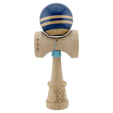 Kendama X Originala RAINBOW, Profesionala, , Cupe Mari KING SIZE V3, Super Sticky, Gaura in Baza, Rulment Metalic, din lemn 18 cm, Ata 55 cm, Albastru/Maro [1]