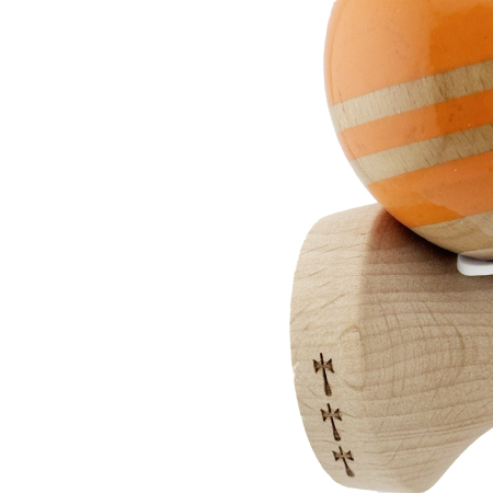 Kendama X Originala RAINBOW, Profesionala, , Cupe Mari KING SIZE V3, Super Sticky, Gaura in Baza, Rulment Metalic, din lemn 18 cm, Ata 55 cm, Portocaliu/Maro [6]