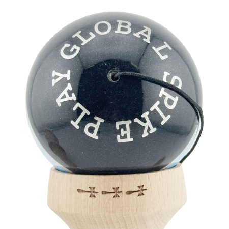 Kendama X Originala ROYAL SPIKE, Profesionala, , Cupe Mari KING SIZE V3, Super Sticky, Gaura in Baza, Rulment Metalic, din lemn 18 cm, Ata 55 cm, Inel Albastru deschis [8]