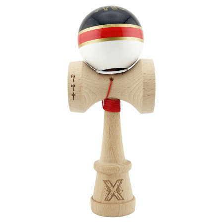 Kendama X Originala ROYAL SPIKE, Profesionala, , Cupe Mari KING SIZE V3, Super Sticky, Gaura in Baza, Rulment Metalic, din lemn 18 cm, Ata 55 cm, Inel Rosu [1]