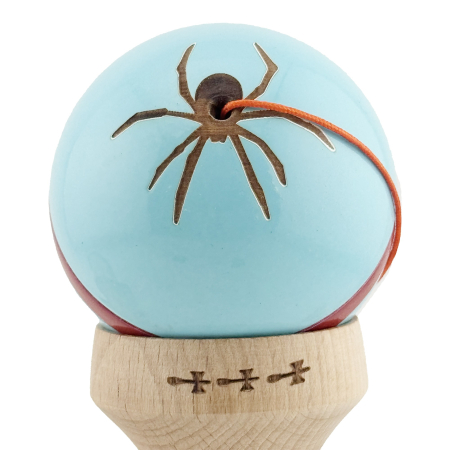 Kendama X Originala Silken, Profesionala, , Cupe Mari KING SIZE V3, Super Sticky, Gaura in Baza, Rulment Metalic, din lemn 18 cm, Ata 55 cm, Albastru deschis [8]