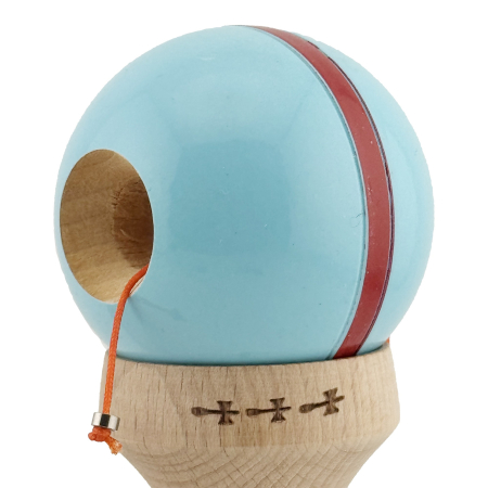 Kendama X Originala Silken, Profesionala, , Cupe Mari KING SIZE V3, Super Sticky, Gaura in Baza, Rulment Metalic, din lemn 18 cm, Ata 55 cm, Albastru deschis [5]