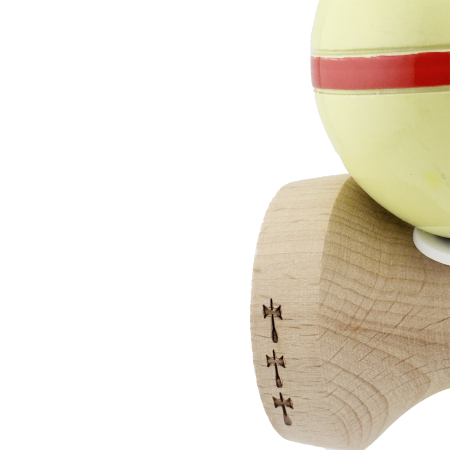 Kendama X Originala Silken, Profesionala, , Cupe Mari KING SIZE V3, Super Sticky, Gaura in Baza, Rulment Metalic, din lemn 18 cm, Ata 55 cm, Cream Galben [6]