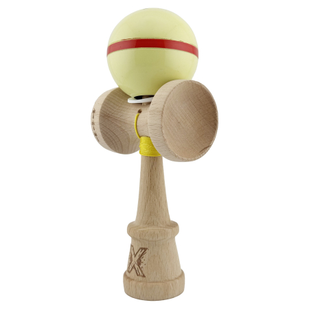 Kendama X Originala Silken, Profesionala, , Cupe Mari KING SIZE V3, Super Sticky, Gaura in Baza, Rulment Metalic, din lemn 18 cm, Ata 55 cm, Cream Galben [2]