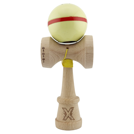 Kendama X Originala Silken, Profesionala, , Cupe Mari KING SIZE V3, Super Sticky, Gaura in Baza, Rulment Metalic, din lemn 18 cm, Ata 55 cm, Cream Galben [1]
