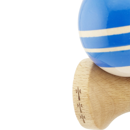 Kendama X Rainbow Originala, Profesionala, , Big Cups V2, Super Sticky cu Cupe Mari, Rulment Metalic, din lemn 18 cm, Ata 55 cm, Albastru/Maro [5]