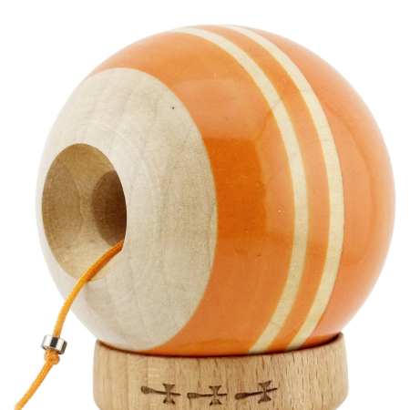 Kendama X Rainbow Originala, Profesionala, , Big Cups V2, Super Sticky cu Cupe Mari, Rulment Metalic, din lemn 18 cm, Ata 55 cm, Portocaliu/Maro [4]