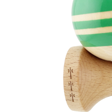 Kendama X Rainbow Originala, Profesionala, , Big Cups V2, Super Sticky cu Cupe Mari, Rulment Metalic, din lemn 18 cm, Ata 55 cm, Verde/Maro [6]