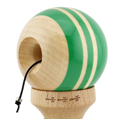 Kendama X Rainbow Originala, Profesionala, , Big Cups V2, Super Sticky cu Cupe Mari, Rulment Metalic, din lemn 18 cm, Ata 55 cm, Verde/Maro [5]
