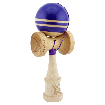 Kendama X Rainbow Originala, Profesionala, , Big Cups V2, Super Sticky cu Cupe Mari, Rulment Metalic, din lemn 18 cm, Ata 55 cm, Violet/Maro [1]
