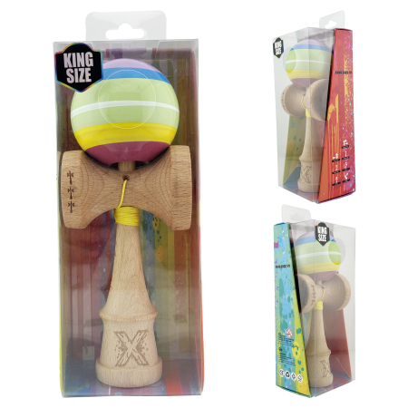 Kendama X SPECTRUM Originala, Profesionala, , Big Cups V2, Super Sticky Legendary Cupe Mari, Rulment Metalic cu Ata 55 cm, Multicolor [4]