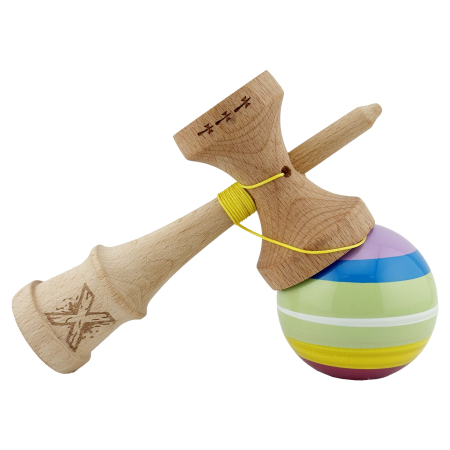 Kendama X SPECTRUM Originala, Profesionala, , Big Cups V2, Super Sticky Legendary Cupe Mari, Rulment Metalic cu Ata 55 cm, Multicolor [3]