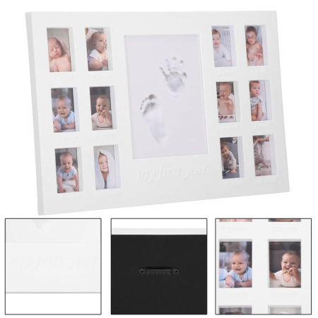 Kit amprenta mulaj manuta sau piciorus bebe si rama foto, 24x37cm, alb [15]