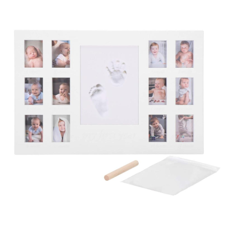 Kit amprenta mulaj manuta sau piciorus bebe si rama foto, 24x37cm, alb [1]