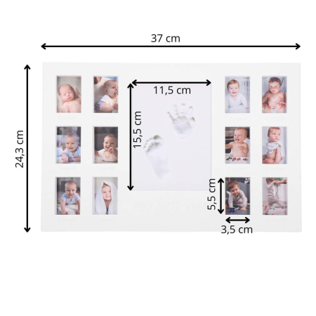 Kit amprenta mulaj manuta sau piciorus bebe si rama foto, 24x37cm, alb [17]