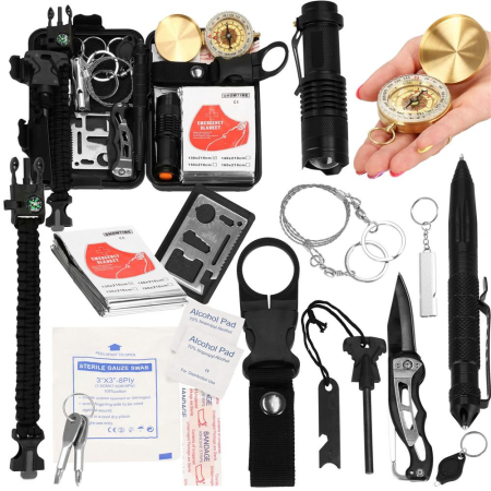 Kit de supravietuire turistic multifunctional camping, vanatoare, pescuit, 19 piese [27]