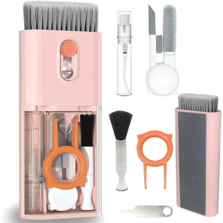 Kit Multifunctional de Curatare Produse Electronice 10in1, , pentru Laptop, Tastatura, Telefon, Casti, Roz [1]