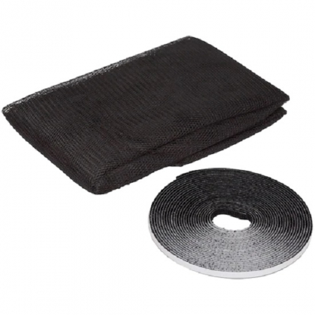 Kit pentru Montare Plasa de Tantari si Insecte, Plasa, Banda Adeziva si Cutit, 140 x 140cm, Negru [1]