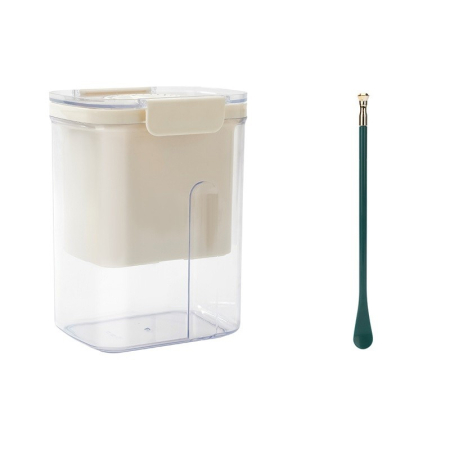 Organizatoare si Depozitare Bucatarie - Kit Presa Pentru Branza, , Filtru de Iaurt, Strecuratoare de Iaurt Grecesc, Filtru de lapte, 18x9.7x13 cm, Lingura Verde 20x1.6 cm, Alb