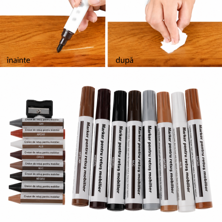 kit reparatie mobila, kit reparatie lemn, marker reparatie mobilier, creion ceara lemn, reparare zgarieturi mobilier, retus mobilier lemn, reparatie parchet, reparatie usi lemn, kit retus mobilier [2]