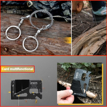 Kit supravietuire multifunctional , Instrumente profesionale, Agatatoare ghiozdan, pentru Camping, Drumetii, Aventuri in aer liber, negru [2]