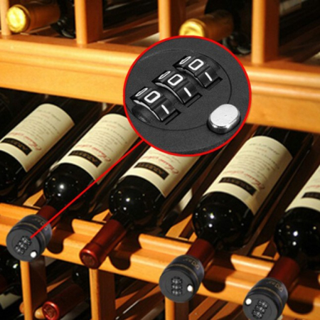 Lacat de Blocare pentru Sticle, , Lacat pentru Sticle cu Bauturi, din Plastic PP durabil, Cu Parola din 3 Cifre, 40 x 42 x 45 mm, Negru [4]