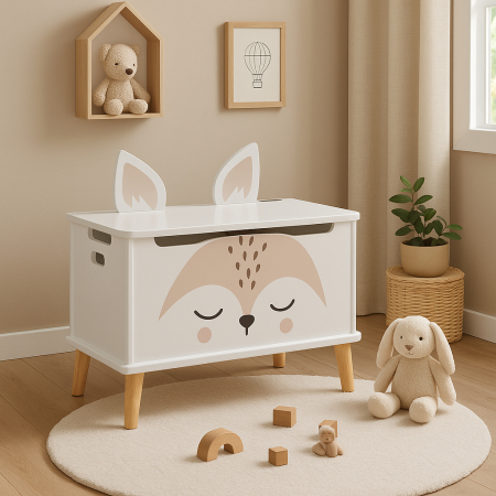 Lada depozitare Atmosphera for kids Renard, 53x33x55 cm, MDF cu picioare lemn, alb [6]