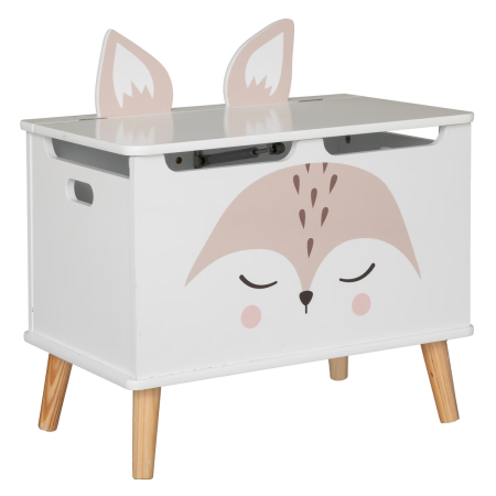 Mobilier copii - Lada depozitare Atmosphera for kids Renard, 53x33x55 cm, MDF cu picioare lemn, alb