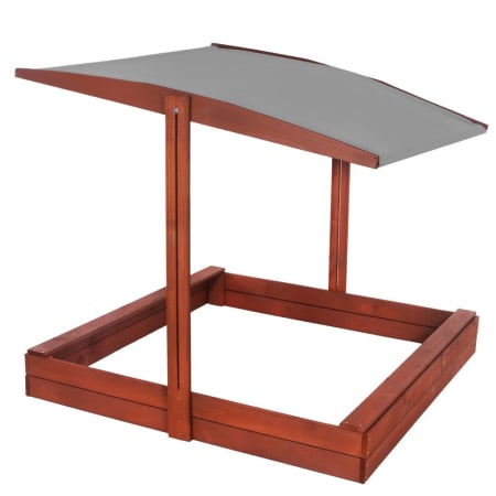 Lada nisip din lemn cu acoperis reglabil, 140x140x121 cm, maro [2]