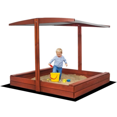 Lada nisip din lemn cu acoperis reglabil, 140x140x121 cm, maro [1]