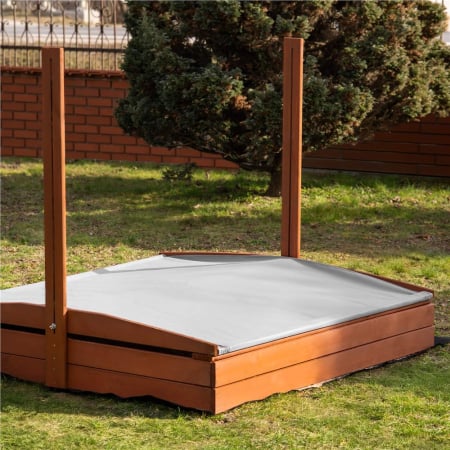 Lada nisip din lemn cu acoperis reglabil, 140x140x121 cm, maro [17]
