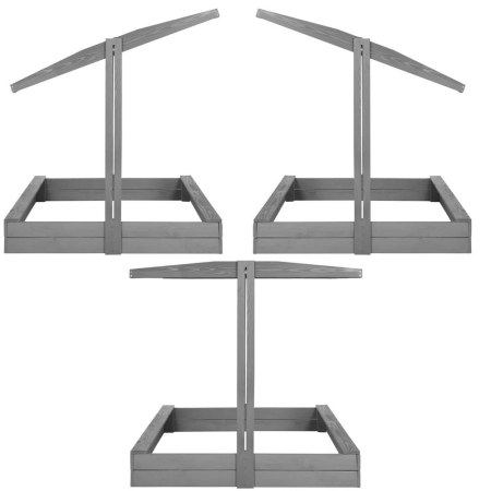 Lada nisip din lemn cu acoperis reglabil si capac, pliabila, 120x120x120 cm, gri [17]