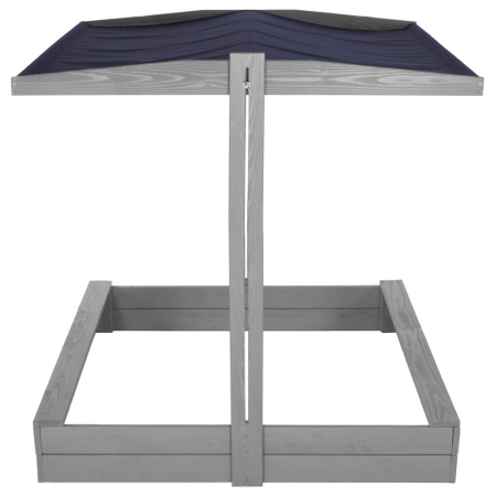 Lada nisip din lemn cu acoperis reglabil si capac, pliabila, 120x120x120 cm, gri [22]