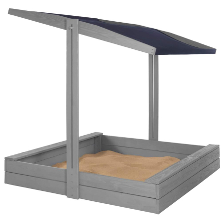 Lada nisip din lemn cu acoperis reglabil si capac, pliabila, 120x120x120 cm, gri [2]