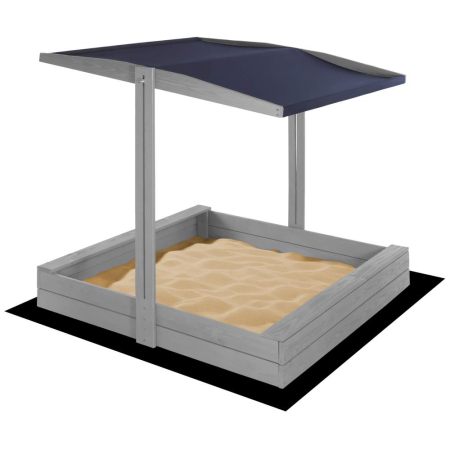 Articole copii - Lada nisip din lemn cu acoperis reglabil si capac, pliabila, 120x120x120 cm, gri