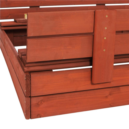 Lada nisip din lemn pliabila cu capac si bancute, 120x120x41 cm, maro [15]