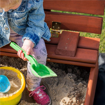 Lada nisip din lemn pliabila cu capac si bancute, 120x120x41 cm, maro [29]