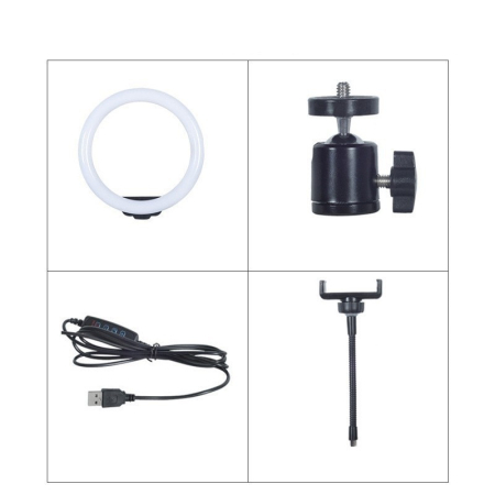 Lampa Circulara RingLight, , din ABS, 120 LED-uri, 3 Culori de Lumina, 3 Trepte de Intensitate, Rotire 360, 26 cm Diametru, Negru [5]