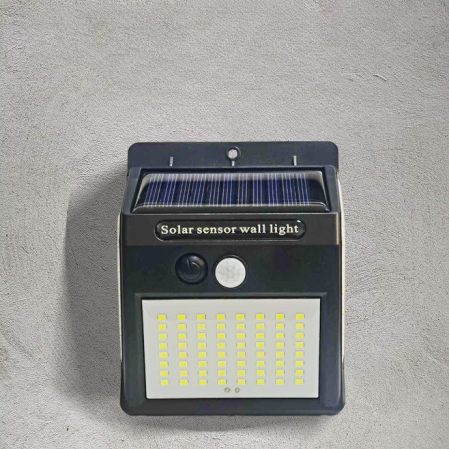 Lampa cu incarcare solara si senzor de miscare pentru exterior, 64 LED cu distanta de inductie, montaj pe perete, fara cabluri,  [4]
