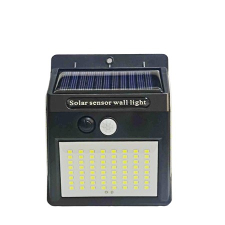 Lampi solare - Lampa cu incarcare solara si senzor de miscare pentru exterior, 64 LED cu distanta de inductie, montaj pe perete, fara cabluri, 